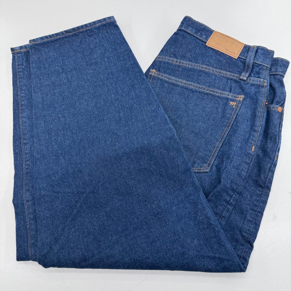 Madwell High Rise Baggy Straight Jeans Blue 100% Cotton Womens SIZE 30 x 26